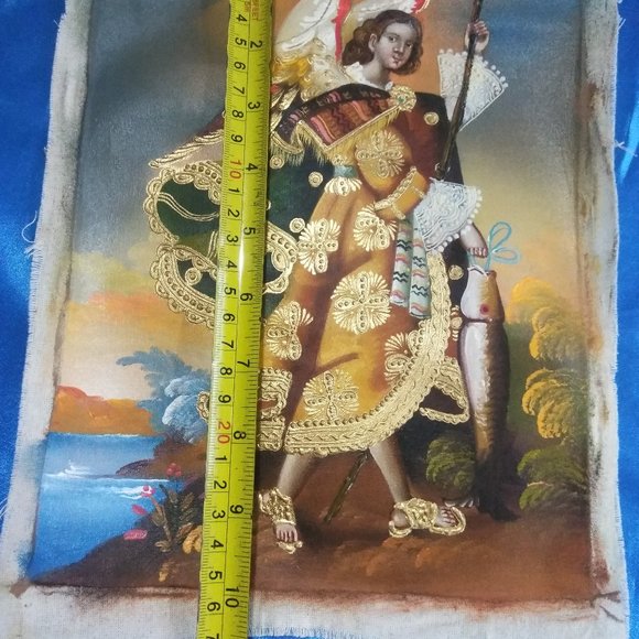 Peruvian painting on oil canvas angel Rafael Salud main image 6